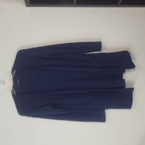 MEROKEETY Blue Long Sleeve Chunky Knit Open Front Cardigan with Large Pockets